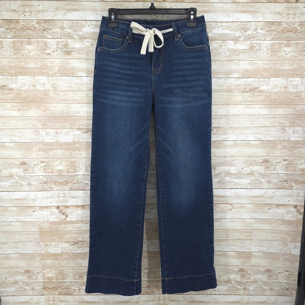 Sidefeel Jeans Size 4 Mid Rise Straight Dark Wash Stretch Blue Denim